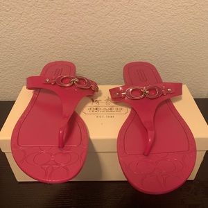Coach Fuschia Jelly Sandals Thong Hot Pink